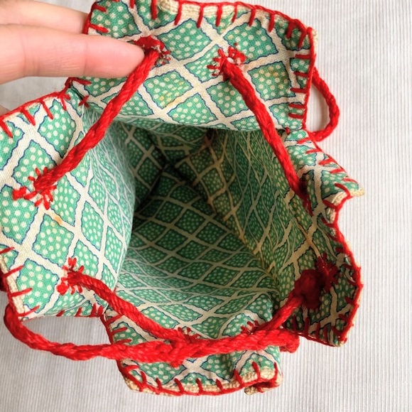 Vintage Handmade Portuguese Folk Art Four Dancers Embroidery Cloth Bag Purse - Picture 7 of 12